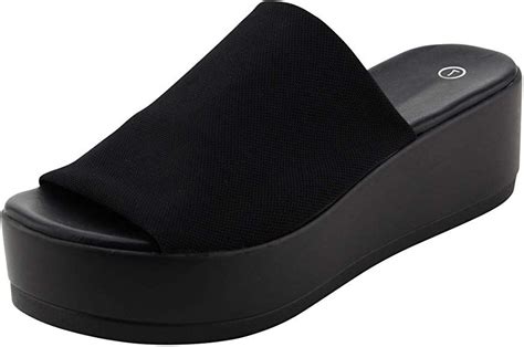 black platform sandals target|black platform slip on sandals.